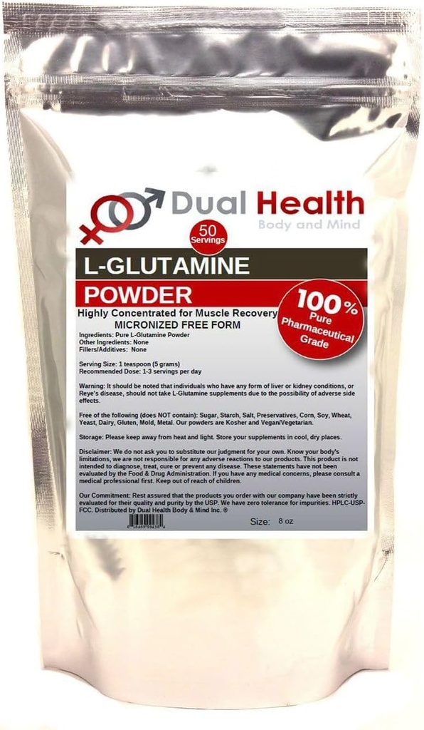 L-glutaminas (8 oz) Grynas milteliai 5000mg Nemokama forma Birių papildai, Pagaminta JAV, Imuninis Digestion GI Parama Leaky gut Health Raumenų energija Stamina Atsparumas