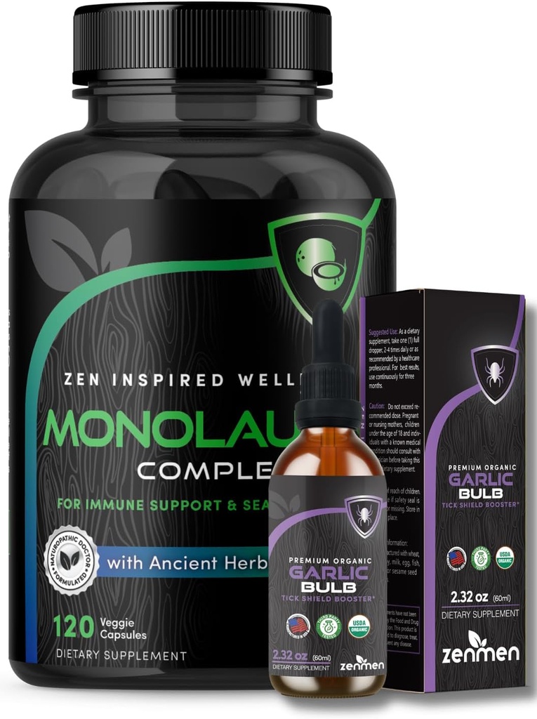 Zenmen Immune Support Bundle: Garlic Tincture and Monolaurin Capsules