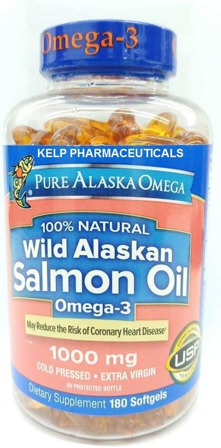 Grynas Aliaskos Omega-3 Laukiniai Aliaskos lašišų aliejus 1000mg Softgels 180- Count