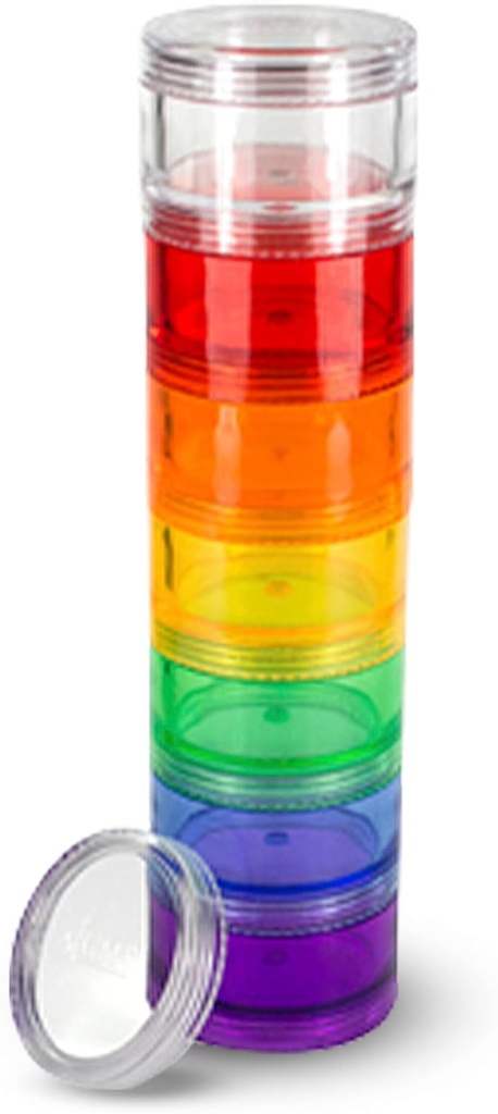 7 Dienos medicinos pilys organizatorius - Stackable pil Box - Fits Small Tablets & Vitaminas papildai, Laikykite savo kasdienės medicinos organizuotas vienoje vietoje - Vidutinis - Rainbow