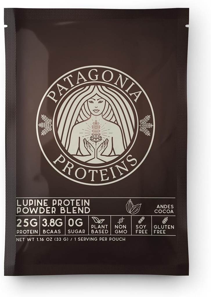 Vegan Protein Harvested in Patagonia, 25g, 110 Cal, 3.8g BCAAs, Plant-Based, Non-GMO, Sugar Free, Soy Free, Gluten Free (Andes Cocoa, 1 Serving)