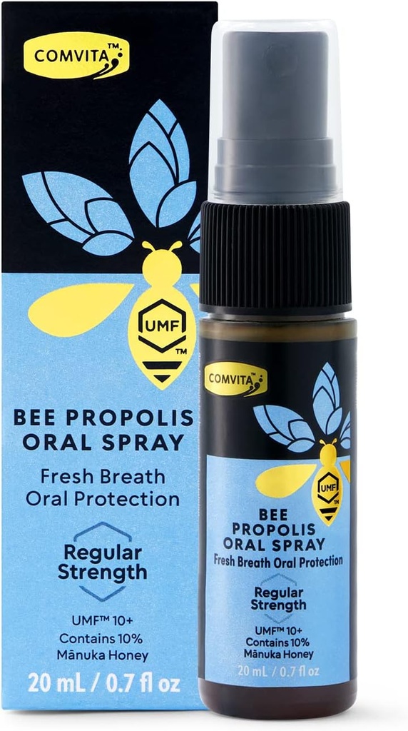 Comvita Bee Propolis Gugay - Natūrali imuninė parama, raminantis mėtų skonio su Naująja Zelandija UMF 10 + Manuka Honey, antioksidantas, dietinis priedas - 0.7 fl oz