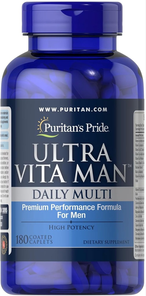 Puritan 's Pride Ultra Vita Man High potency Vyrų Dienos Multivitaminas su laiko išlaisvinimo technologija, Dietos priedas remti imuninę sistemą ir širdies ir kraujagyslių sveikatos, 3 mėnesių tiekimas, 180 Count