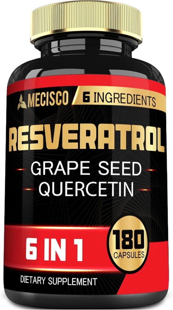6in1 Trans Resveratrol Priedas su vynuogių sėklų, pieno Thistle, ir daugiau - Resveratrol 1000mg - Palaiko imuninę sistemą, širdies sveikatą, Kūno valdymas - 180 Capsules