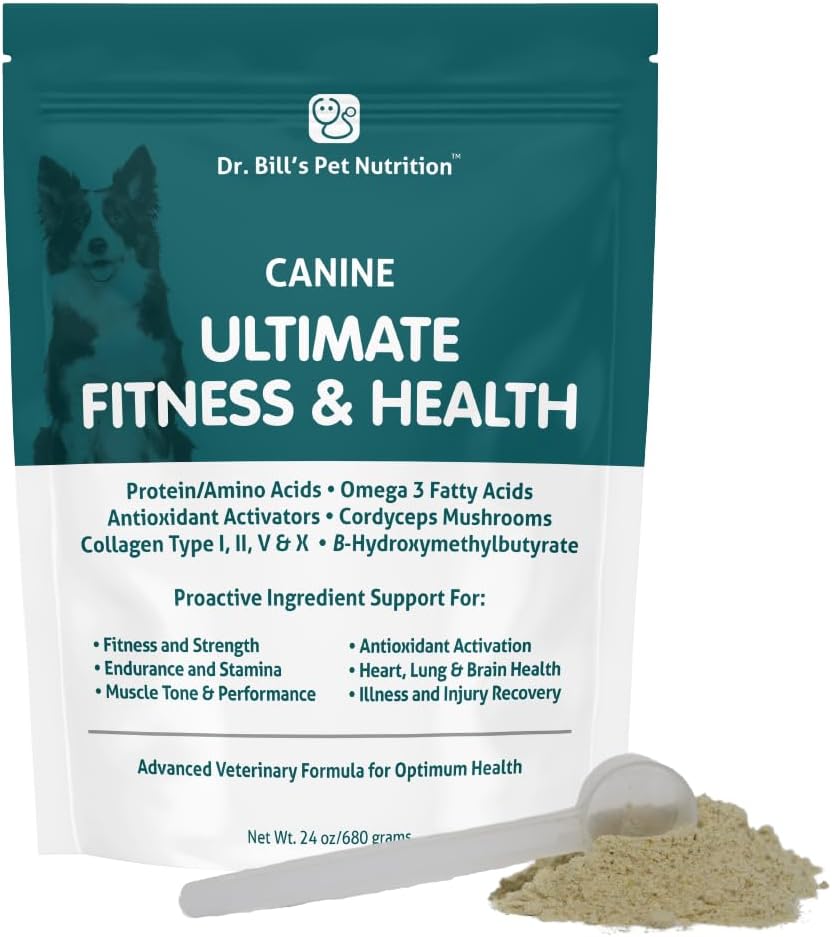 Dr Bill 's Canine Ultimate Fitness & Health Vitaminai šunims ® 124; Multivitaminų šunims w / Coferment Q- 10, Vitaminas E, vitaminas D-3, biotinas, folio rūgštis, hialurono rūgštis šuo vitaminai ir papildai 680g
