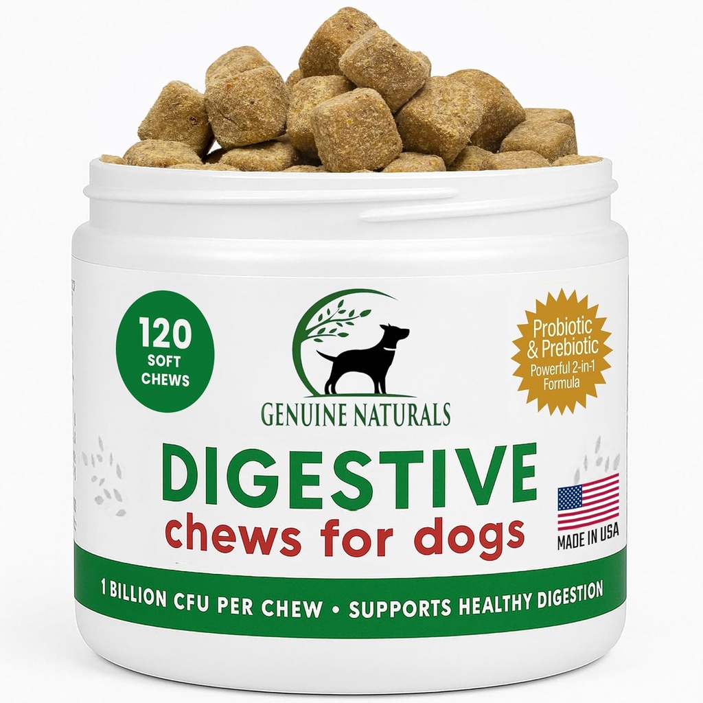 Digitacinis papildas šunims - Rekomenduojama Probiotikai Chew FurParets - Improves Digestive and Gut Health, Padeda su Viduriavimas, Upset Stomach, Bad Body & Vidurių užkietėjimas, 120 Skaičiavimas
