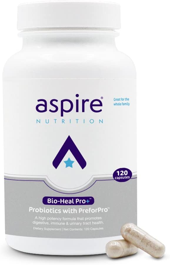 Aspire Nutrition Bio- Heal Pro + 6- in-1 Probiotinės kapsulės Priedas - Kasdien Probiotinė Formulė moterims, vyrams ir vaikams - 30 Dienos tiekimas