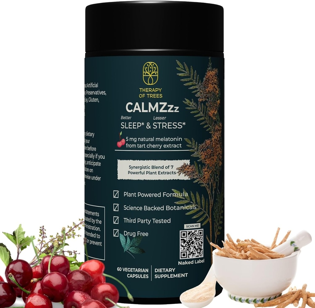 Advanced Sleep Aid with Melatonin and 7 Super Plant ® 124; Non-Habit Forming, 100% Natural Sleep Addition ® 124; Tik Augalai nieko Else, Natural Miego Padėjėjai Suaugusiems 124; Melatonino 5mg