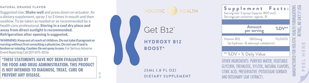 Holistic Health GET B12 ™ purkšti 25ML (8 FL oz)