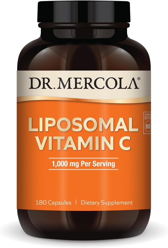 Dr. Mercola Liposomal Vitaminas C, 1 000 mg vienam serviso, 90 Paslaugos (180 kapsulės), Dieta priedas, Palaiko imuninę sveikatą, Ne GMO, NSF Sertifikuotas