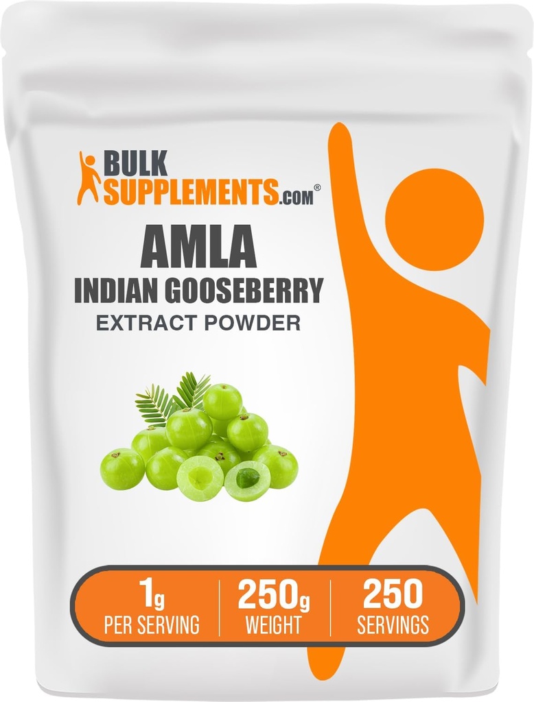 BulkSupples.com Amla ekstraktas milteliai - Indijos gooseberry ekstraktas, Amla milteliai - Gluten Free, 1g per Serving, 250g (8,8 oz) (pakuotė 1)