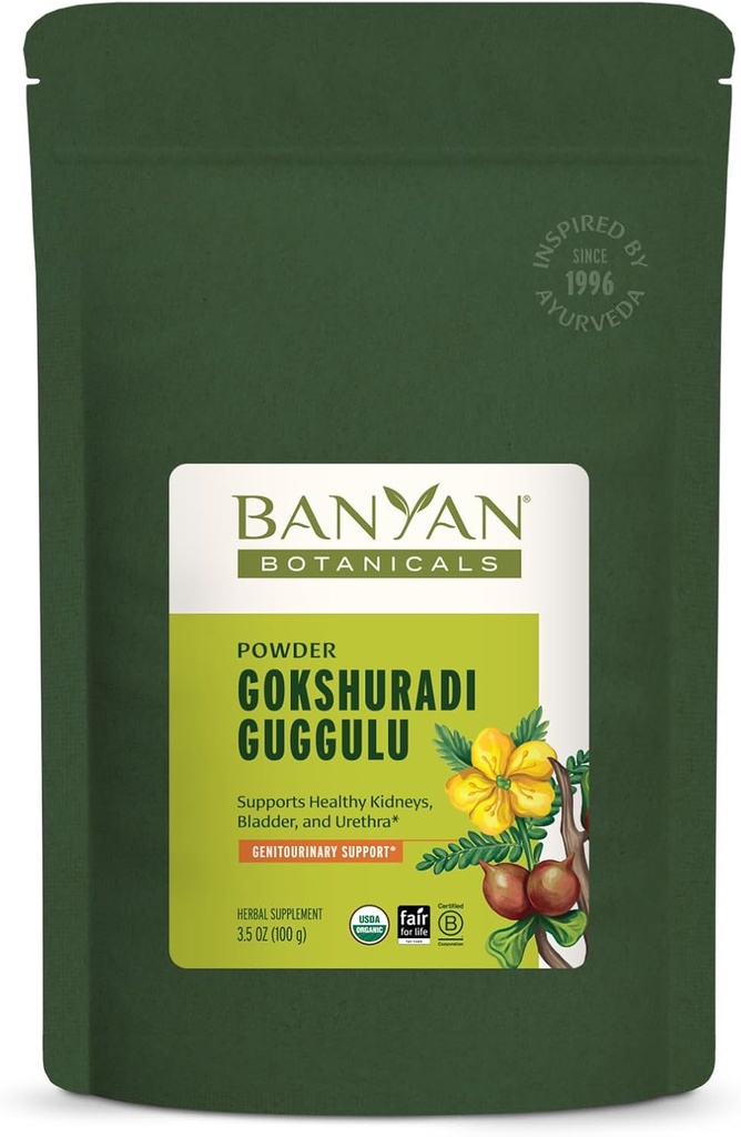 Banyan Botanicals Gokshuradi Guggulu milteliai - organinis Ayurvedic priedas su Guggulu & Gokshura - sveikam šlapimo traktui ir inkstų palaikymui * - 3.5 oz - Ne GMO patikimai Sourced Vegan