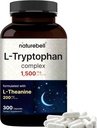 NatureBell L Tryptophan 1300mg with L Theanine 200mg, 300 Capsules | Active Free Form, Plant Based Supplement – Calm Formula, Supports Relaxation – Non-GMO & No Gluten
