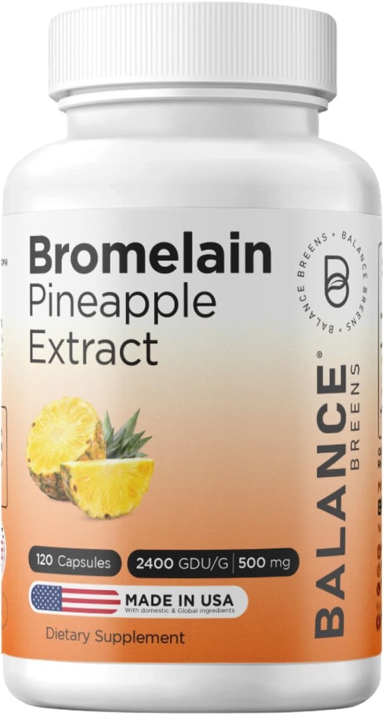 Balancebreens Bromelainas 500mg, 120 kapsulių - Ananasų ekstraktas Digative Enzyme, Palaiko Digestion and Joint Health Addition