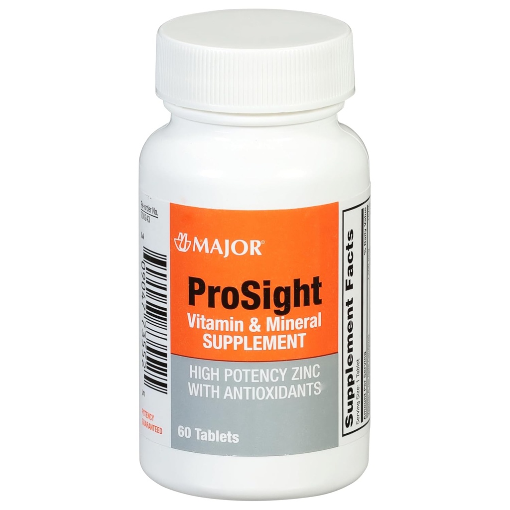 Major ProSight Vitamin and Mineral Supplement - High Potency Zinc with Vitamins - 60 Tablets (1 Pack)