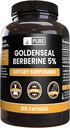 PURE ORIGINAL INGREDIENTS Goldenseal Berberine No Magnis ar ryžių piltuvai, Visada Grynas, Lab Patikrinta (365 Count)
