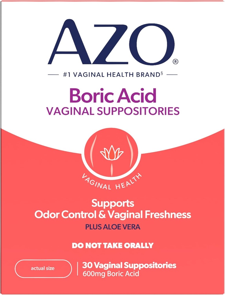 AZO ® Boro rūgšties vaginalinės prieglaudos, Padeda palaikyti Odor Control ir Intymios sveikatos su Kliniškai studijavo boro rūgšties, ne GMO, 30 Count