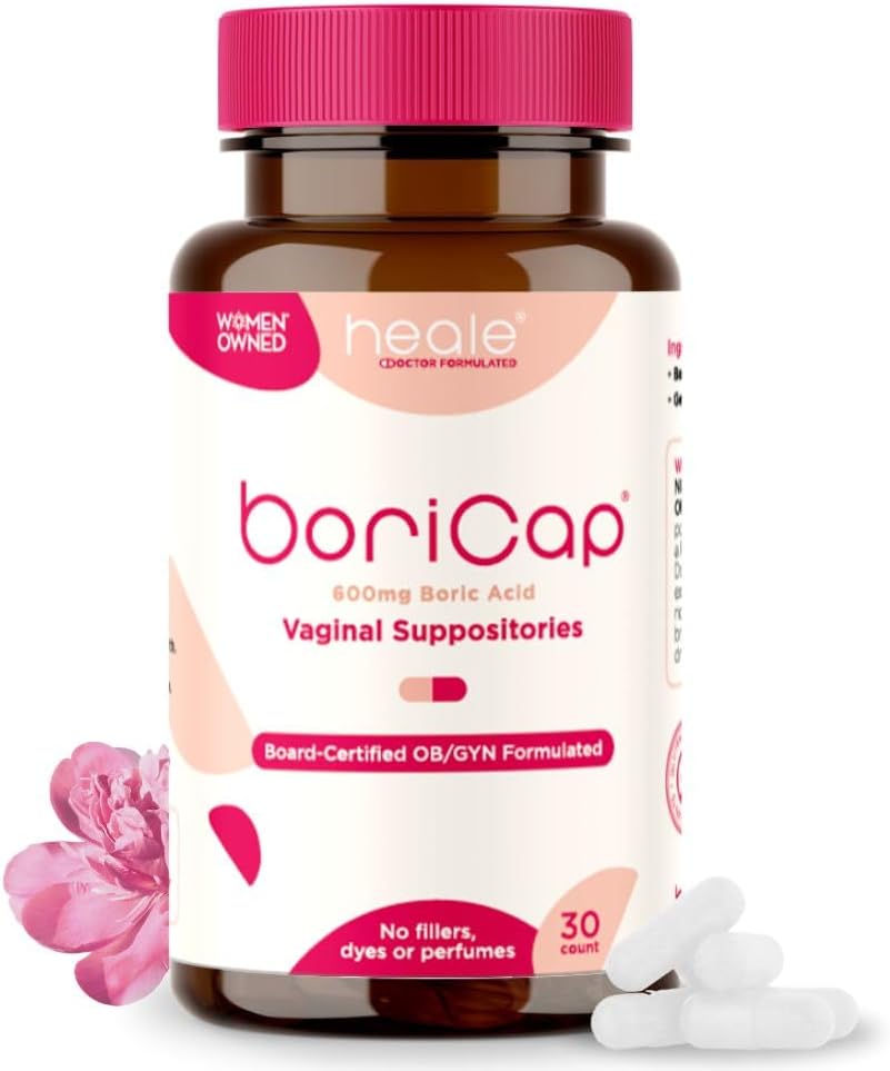 BoriCap - Boric Acid Suppostores for Women - 600 mg - Vaginal Health & Balance, Itch & Odor - Natural Relief - Family Care - Familine Hygiene Products - Pagaminta JAV Heale - 30 kapsulių