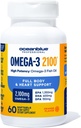 Oceanblue Professional Omega-3 2100- 60 Count - Aukšto stiprumo trigubas stiprumas Burpless žuvų aliejus priedas su EPA, DHA & DPA - Oranžinis skonis, 30 Servings