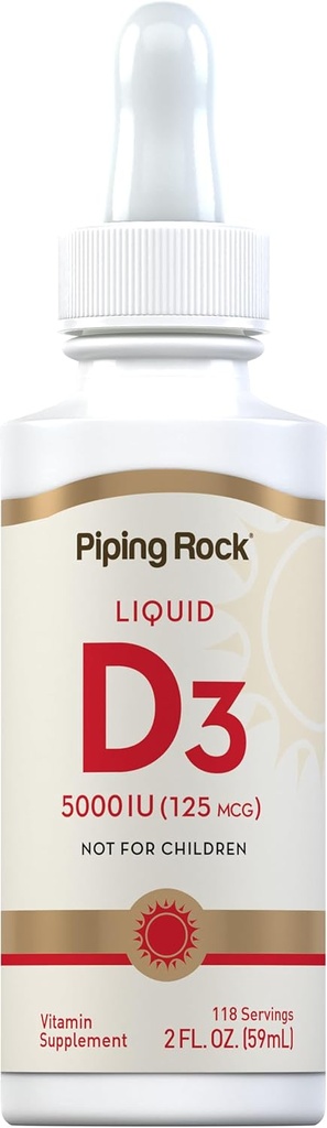 Piping Rock Vitaminas D3 Skystas 5000 TV (125 µg)