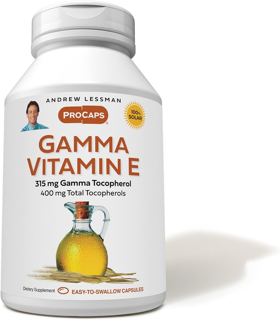 ANDREW LESSMAN Gamma Vitaminas E 60 Softgels - 315 mg Gamma tokoferolis, Apsauginis vitaminas E. Keturi formos natūralių tokoferolių su Ahiflower aliejus. Galingas antioksidantas. Sintetinių formų nėra