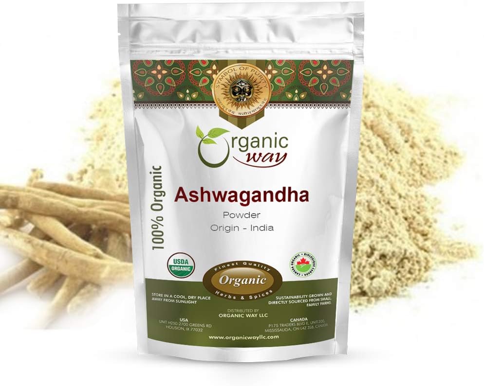 Organic Way Premium Ashwagandha Root Powder (Withania somnifera) - Organic & Kosher Certified | Vegan | Non GMO & Gluten Free | USDA Certified | Origin - India | 1/4 Lb (4 Oz)