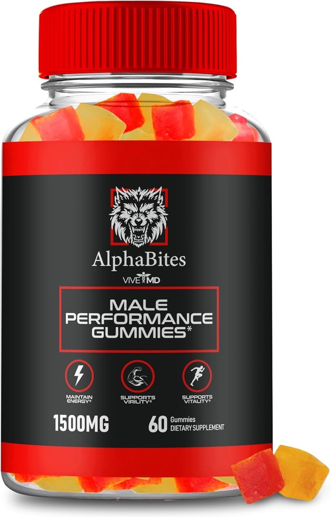 Alpha Bites Gummies, Alpha Bites Advanced Formulės Max Performance Gummies, Visi gamtos priedas papildomas stiprumas, Alpha Bites raumenų augimą ir bendrą sveikatos paramą, Alpha Bites Atsiliepimai (60 Gummies)