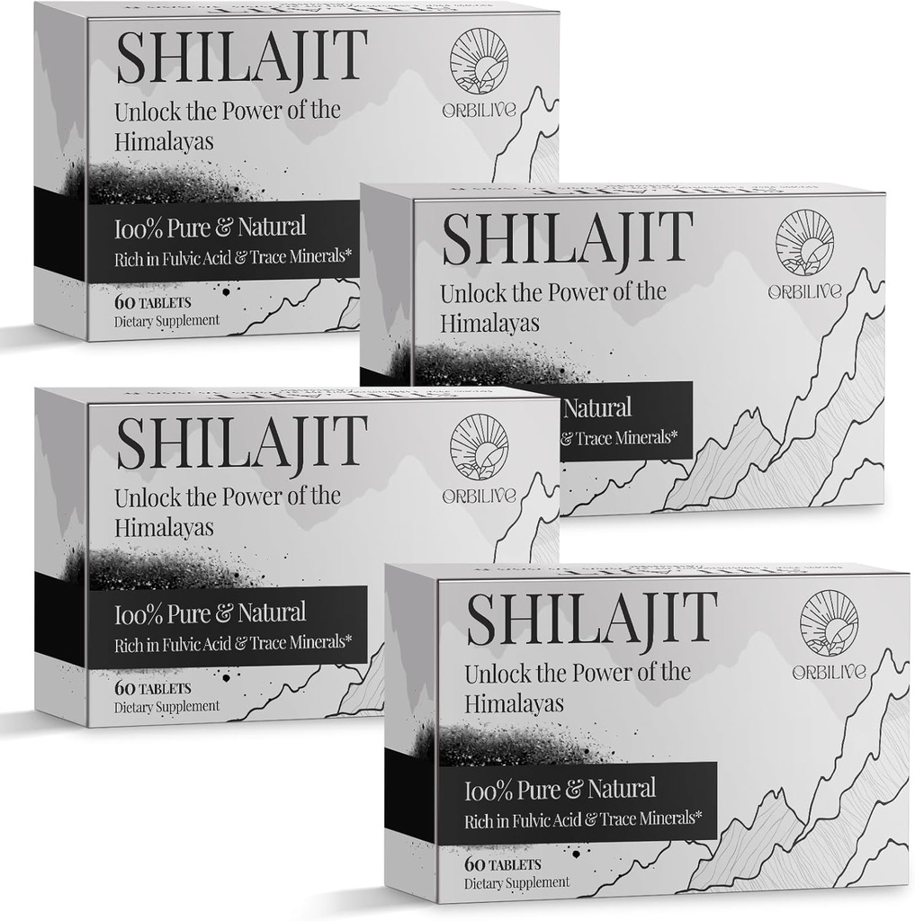 30 000 MG Shilajit tabletės, 100% Shilajit Pure, Himalayan Organic, Shilajit vyrams ir moterims turtingas Fulvic Acid & 85 + Sekti mineralus, Shilajit papildas energijos ir imuninės sistemos, 240 Skaičiavimas