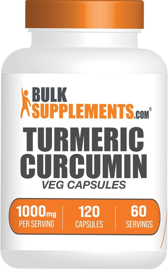 BulkSupples.com Turmerijos ekstrakto kapsulės - Termerijos priedas, urmerijos Curcumin priedas 1000mg - Gluten Free, 120 Veg Capsules (pakuotė 1)