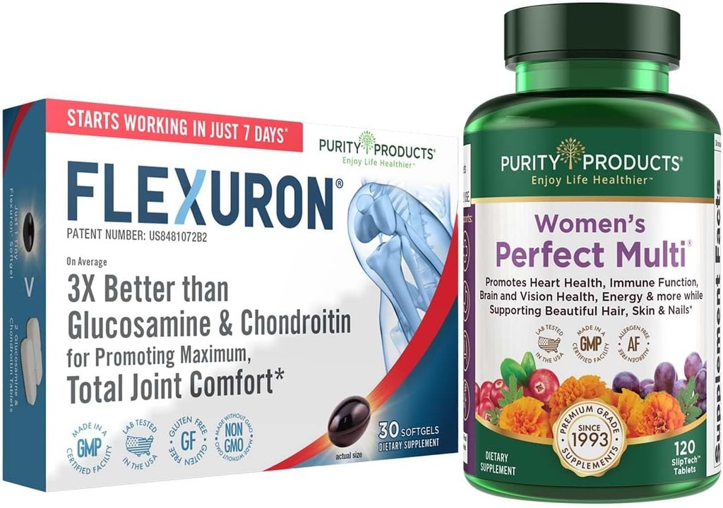 Grynumas Produktai Dundl - Moterų Perfect Multi + Flexuron Bendra Formulė Moterų multivitaminas (Palaiko Šlapimo traktas Sveikata, Imuninis, Kaulas + Daugiau) - Flexuron (Krilių aliejus, Hialurono rūgštis + Daugiau)