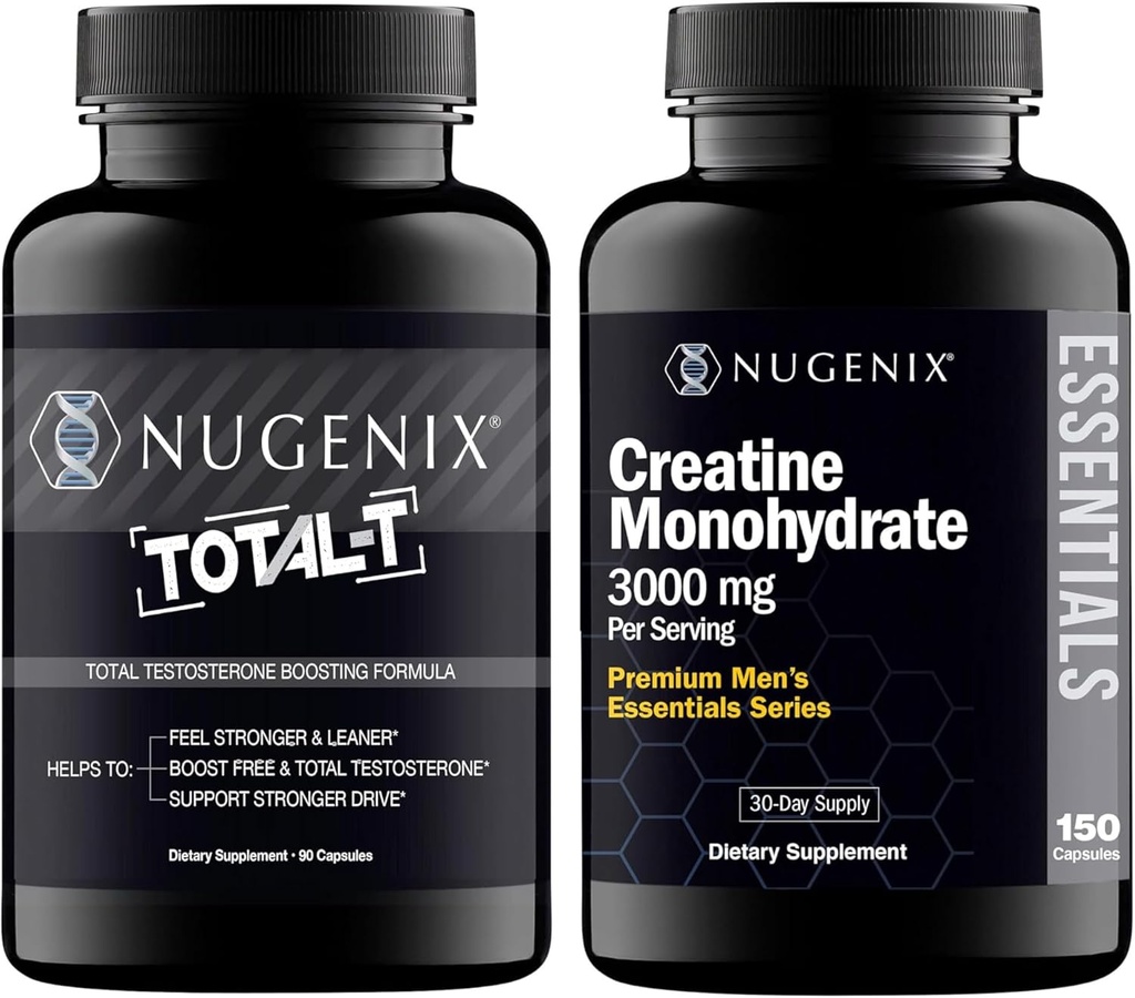 Nugenix Essentials Creatine Monohydrate and Total-T Testosterone Booster for Men