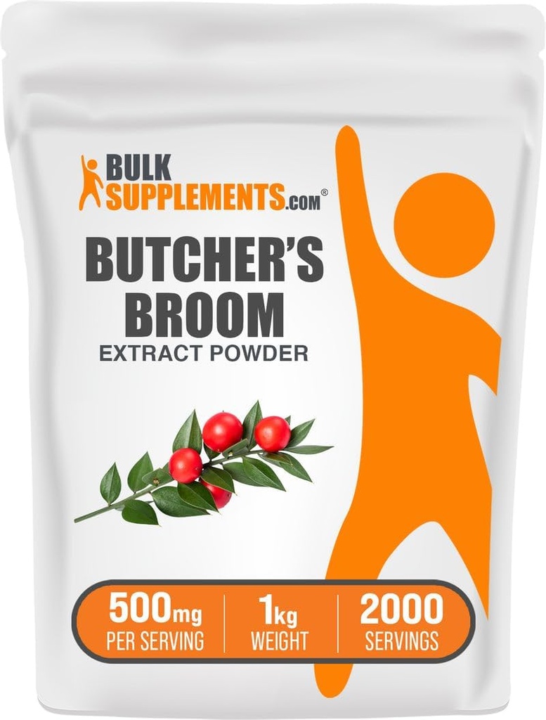 BulkSupplesscom Butcher 's Broom Extract Mills - Butchers Broom, Herbal Additive - Vegan & Gluten Free, 500mg per Serving, 1kg (2,2 lbs) (Pakuotėje po 1)