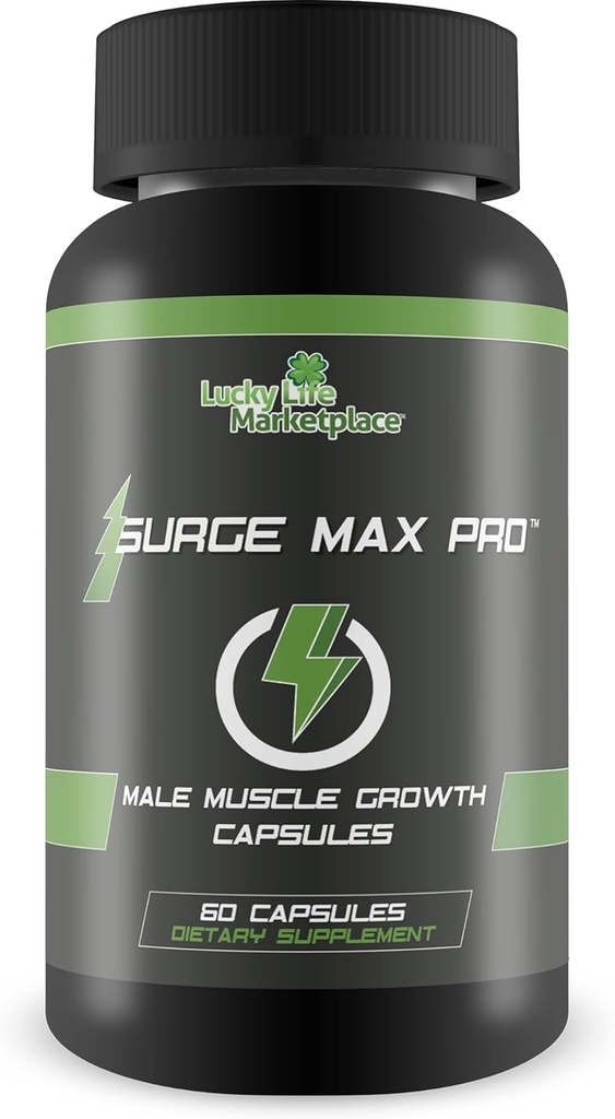 Surge Max Pro - Muscle Growth Formula - Enhance Power, Strength, Stamina, & Energy - Explosive Muscle Pump - Big Gains - Aid Oxygen & Nutrient Delivery to Muscles - L-Arginine - Build Muscle Mass