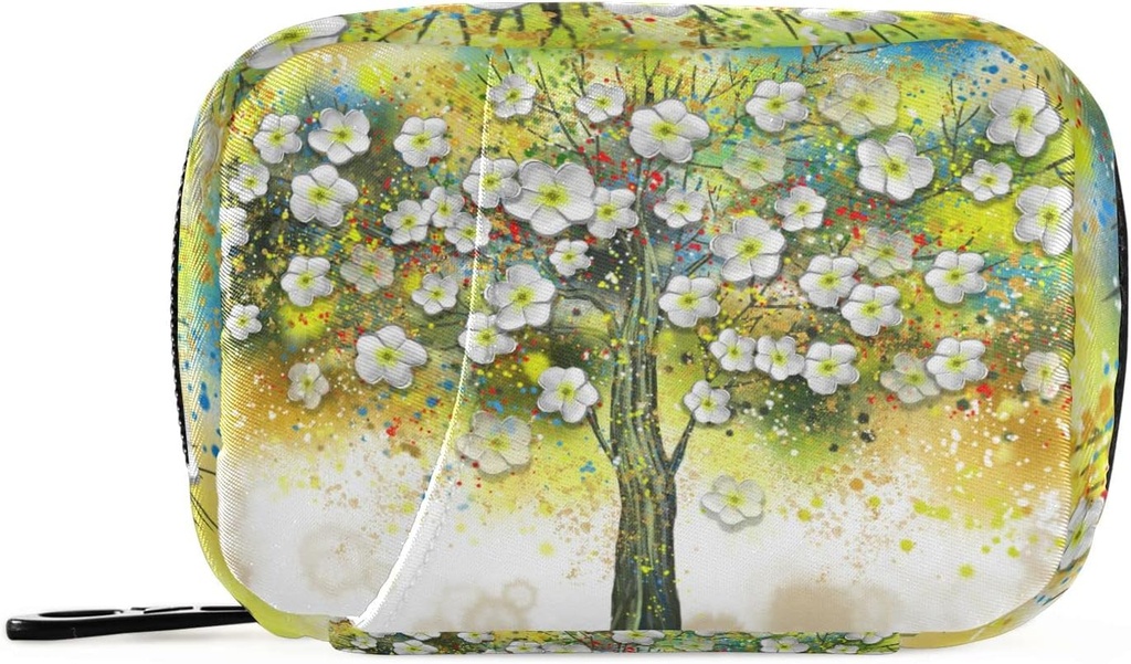 Pienas atvejis Floral Medžio Oil Painting Pil Box 7 Dienos pil Cag Kelionės pilių organizatorius maišelis su Zipper Portable Case Compact Dydis Vitaminas papildas turėtojas