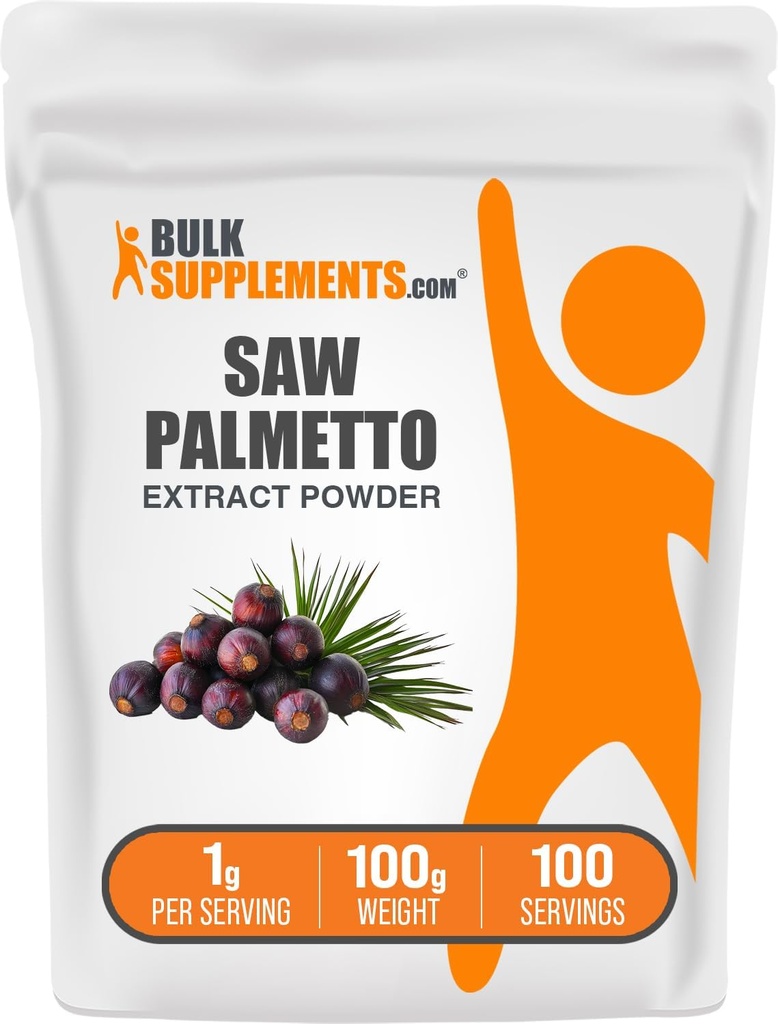 BulkSupplemen.com Saw Palmetto ekstraktas milteliai - Serenoa Repens, Saw Palmetto priedas, žolinis priedas - Vegan & Gluten Free, 1g per Serving, 100g (3.5 oz) (pakuotė 1)