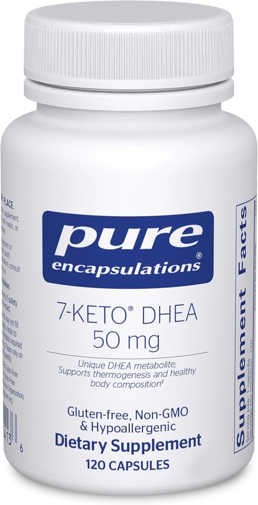 Grynas 7 Keto DHEA 50 mg 124; unikalus DHEA metabolizmo priedas, padedantis šilumogenezei ir sveikai kūno sudėčiai *, 124; 120 kapsulių