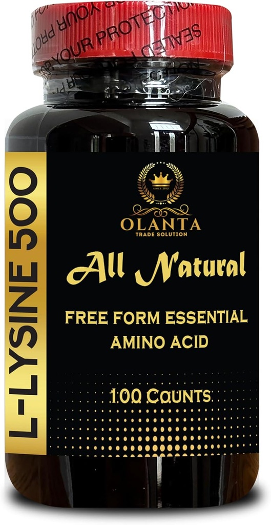 L-LYSINE 500 mg Essential Amino Acid - Lysine Supplement Supports Healthy Lip and Oral Tissue Immune Support Supplement Healthy nitrogen Balance - 1 Bottle 100 Counts
