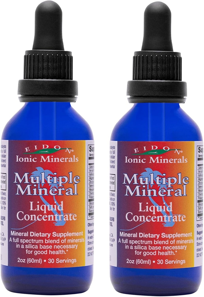 Eidon Multiple Minerals Supplement - Ionic Trace Mineral Drops for Water, Natural Liquid Vitamins to Support Heart Health and Hydration, No Preservatives - 2 oz, 2 Pack