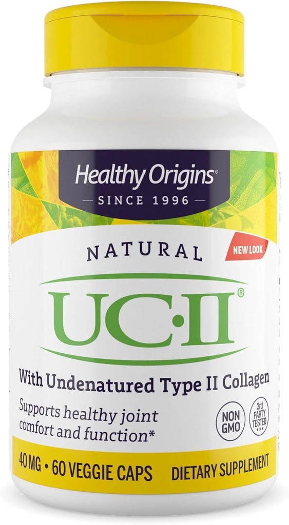 Healthy Origins UC-II 40 mg (Undenatured Type II Collagen, Non-GMO, Gluten Free, Joint Support), 60 Veggie Caps