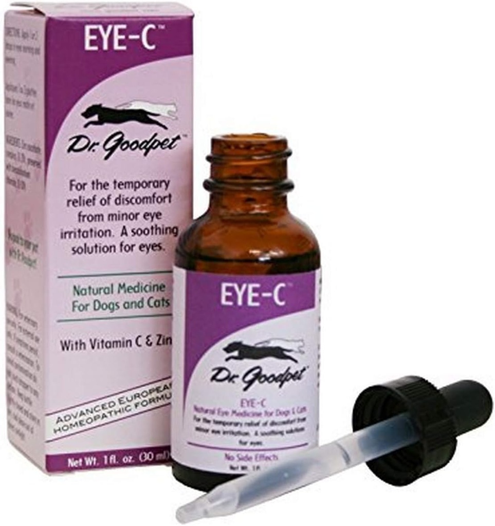 Dr. Goodpet Eye- C All- Natural Eye Drops šunims, Katės, Arkliai, Maži gyvūnai - 124; Žmogaus kokybės cinkas ir vitaminas C - 124; Superior to Eye Washing - 124; Sootes, Moisturizes ir Padeda Irritation - 124; Pagaminta JAV