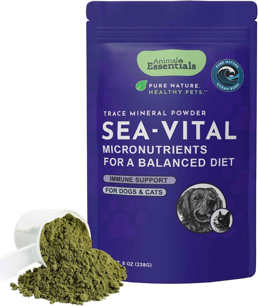 Gyvūnų pagrindai Ocean Kelp šunims & Katės - Skydliaukės parama, Skydliaukės papildas, Jūros Kelp milteliai, Sekti Mineralai, Veterinarian Rekomenduojama - 8 Oz