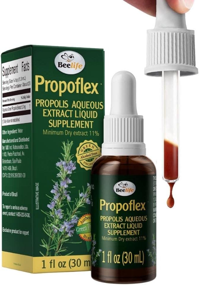 Beelife Propoflex Green Propolis ekstraktas - No Alkoholio Bee Propolis Tincture, High Artepillin- C Levels - Antioksidant- Rich Liquid Addition for Wellness - Natural & Kosher - Made in Brazil, 1 Fl. Oz.