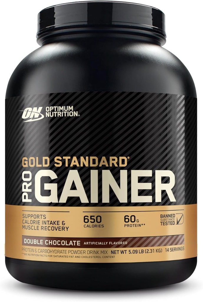 Optimum Nutrition GS Pro Gainer Weight Gainer Baltymų Milteliai, Dvigubas šokoladas, 5.09 Svarai (Pakavimo gegužės Vary)