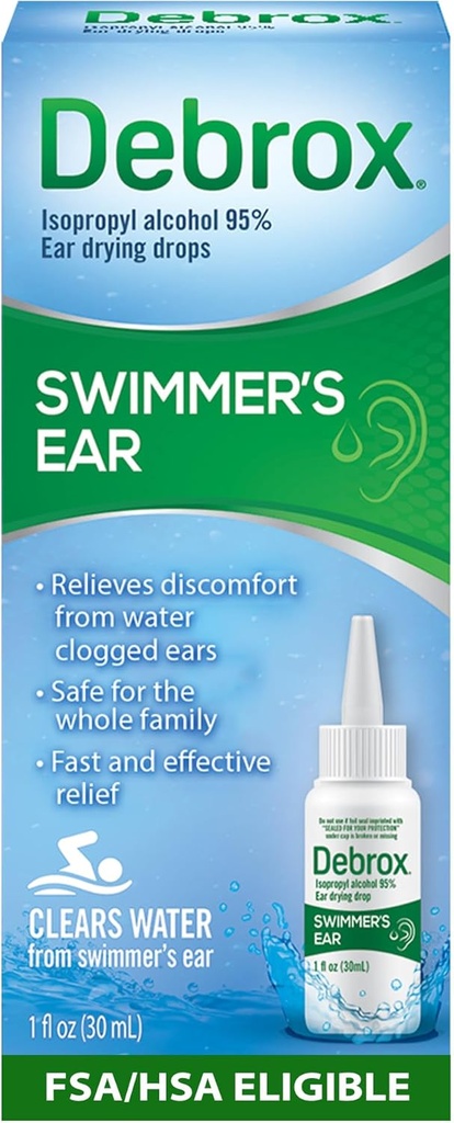 Debrox Swimmer’s Ear Drops with Isopropyl Alcohol, Ear Drying Drops for Adults and Kids, 1 Fl Oz