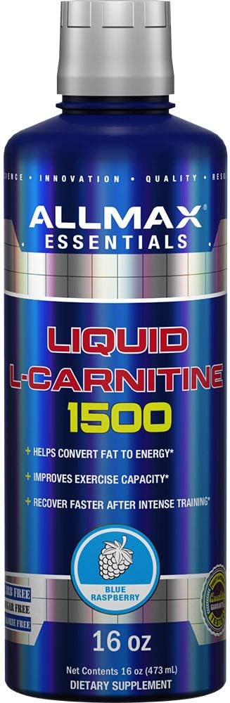 ALLMAX Nutrition Liquid L- Carnitine 1500 + Vitaminas B5, 16 oz / 473 ml (Mėlyna aviečių)