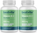 BESTVITE Vitaminas B-2 (riboflavinas) 400mg (240 Vegetariškų kapsulių) (120 x 2) - No Stearates - Vegan - Non GMO - Gluten Free