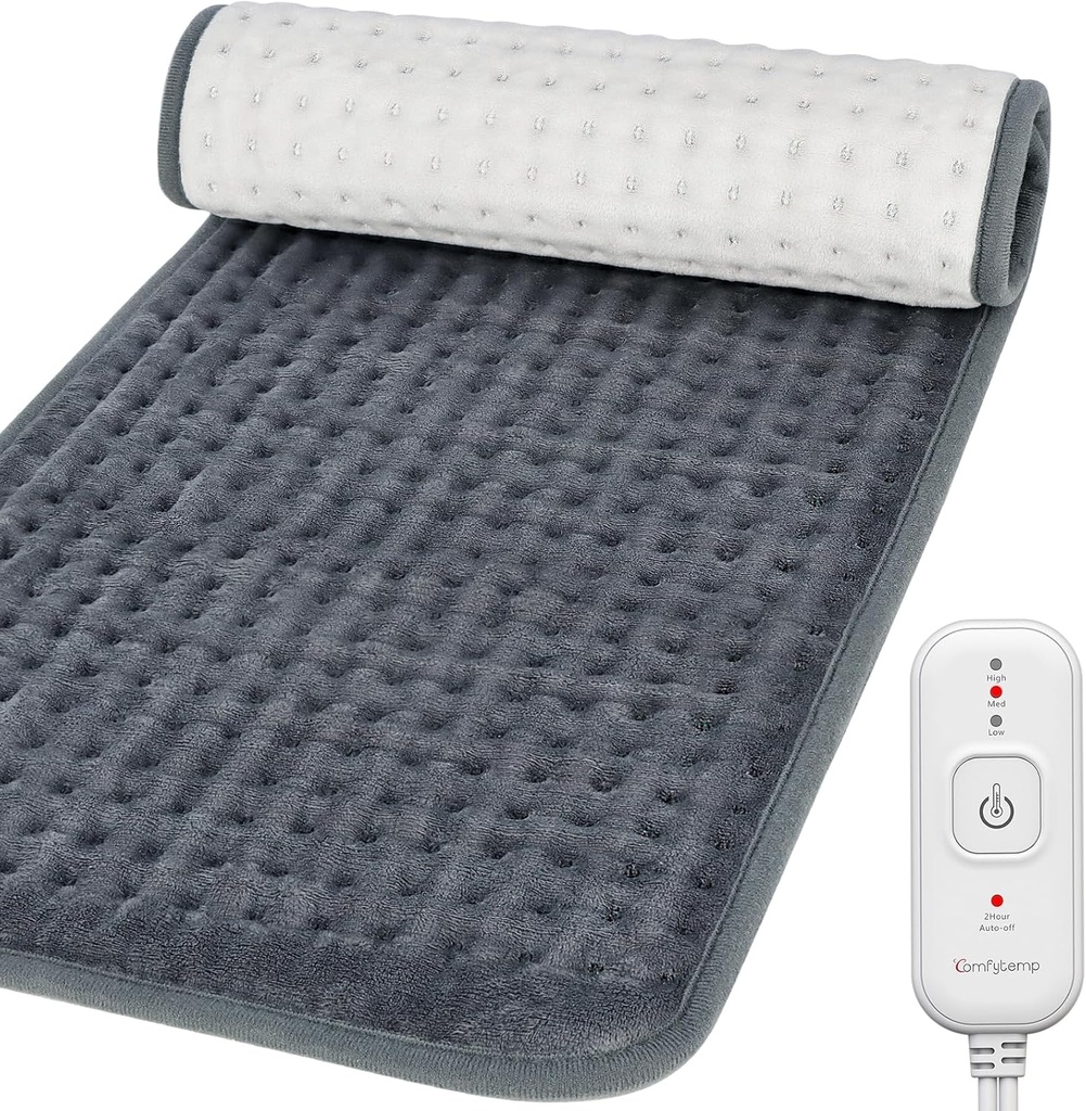Comfytemp Šildymo Pad nugaros skausmas & Cramps Relief, FSA reikalavimus atitinkanti elektros didelis šilumos Pad, 2H Auto Off, Kalėdų Dovanos moterims Vyrai Mama tėtis, HSA Moist Neck Peulder Šildomas Pad, Peršasi, 12 "x24"