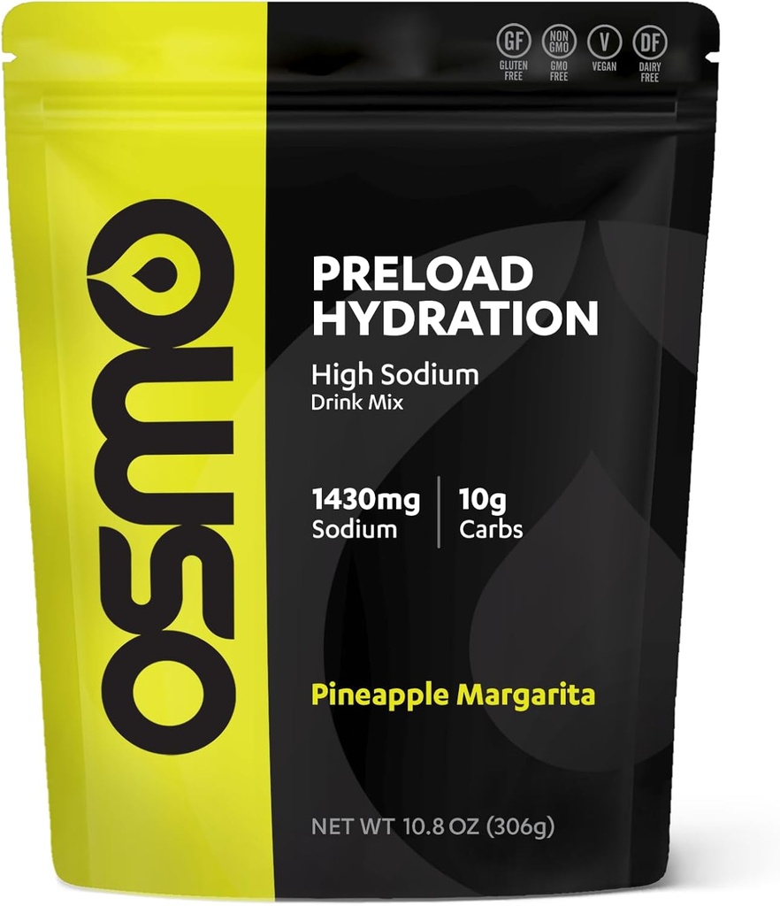 Osmo preship Hydration Pre Working Pouch - Apima didelį natrio hidrokarbonatą, magnį, kalį, karpius ir vitaminus, cukranendrių cukrų, beat Camps & Dehidration - Pineapple Margarita (Pouch)