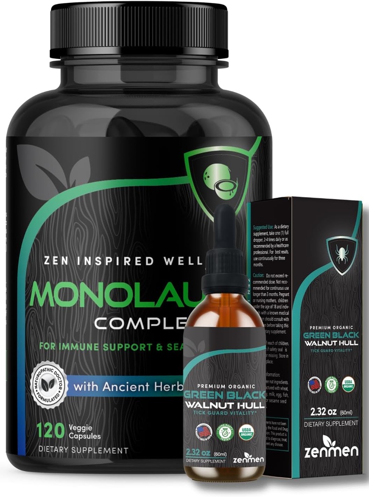 Zenmen Immune Support Bundle: Green Black Walnut and Monolaurin Capsules