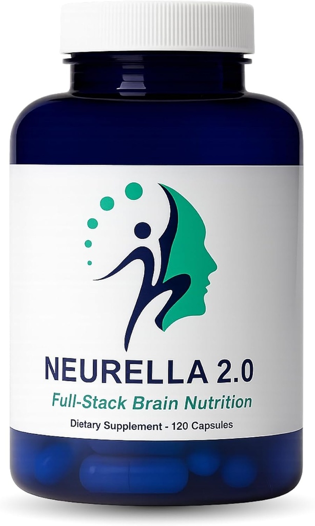 Neurella 2.0 Nootropic Brain Supplement – Adult Cognitive Health & Neuro Support, Brain Supplements for Memory and Focus with NAC Supplement, Ashwagandha & B12 Vitamins for Women & Men, 120 Capsules